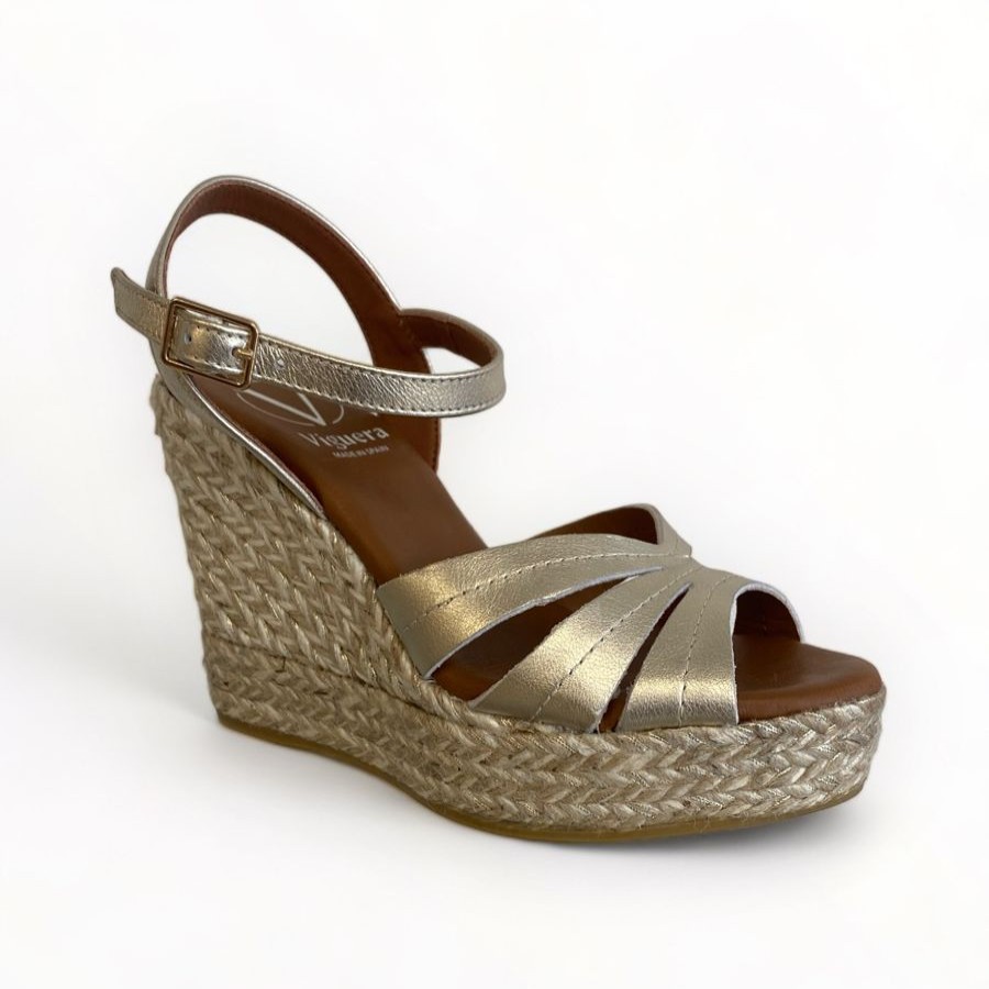 Wedges | Viguera Viguera Wedge Espadrille Sandal Gold