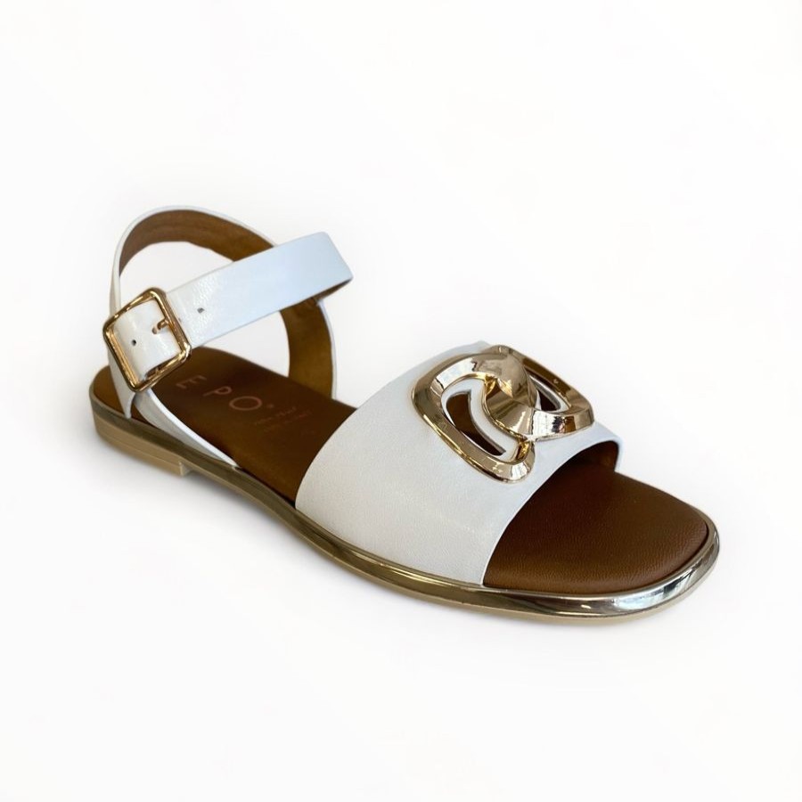 Sandals | REPO Repo White Leather Flat Sandal