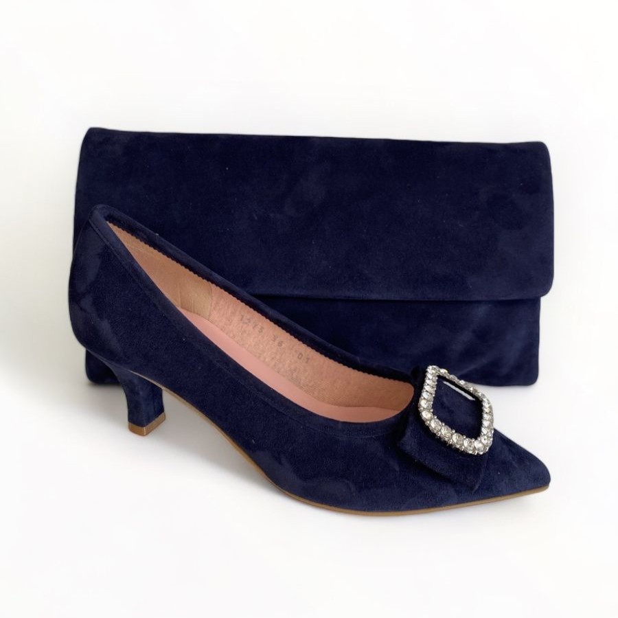 Handbags | Le Babe Le Babe Navy Suede Clutch Bag