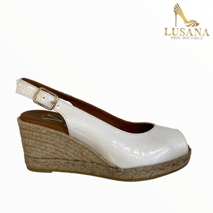 Sandals | VIGUERA Viguera White Peep Toe Espadrille