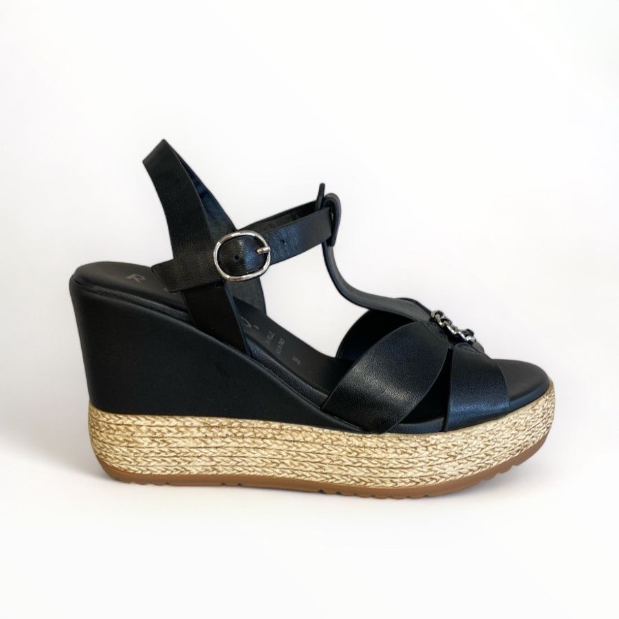 Sandals | REPO Repo Black Leather Wedge Sandal