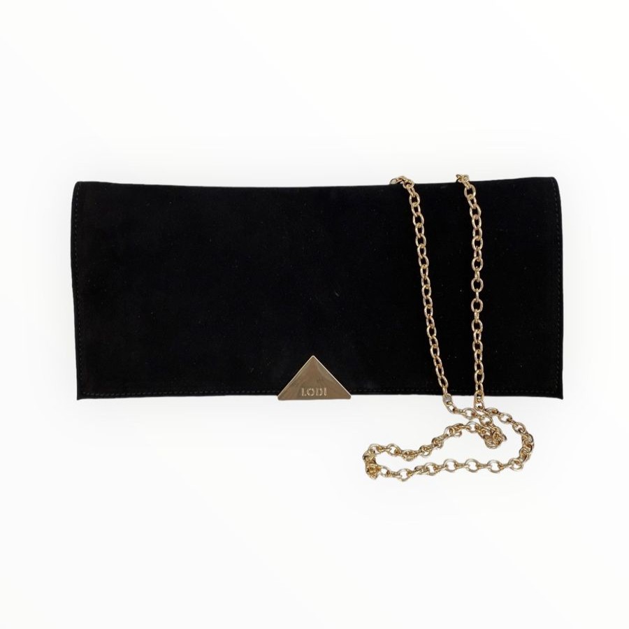 Handbags | LODI Lodi Black Suede Clutch Bag