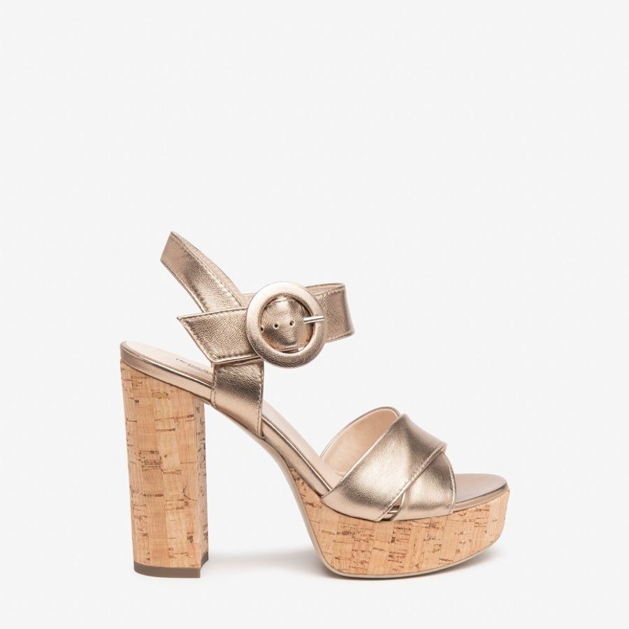 High Heels | NeroGiardini Nerogiardini Bronze Platform Sandal