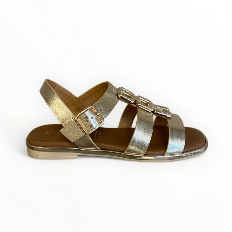 Sandals | REPO Repo Gold Leather Flat Sandal