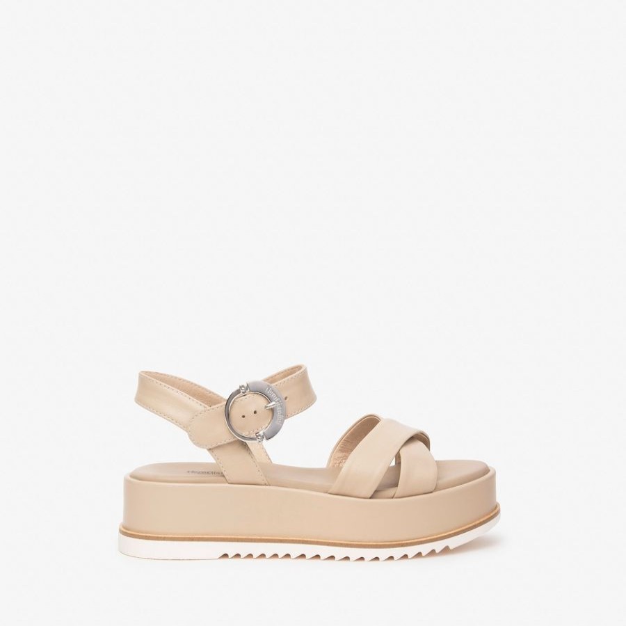 Sandals | NeroGiardini Nerogiardini Beige Flatform Sandal