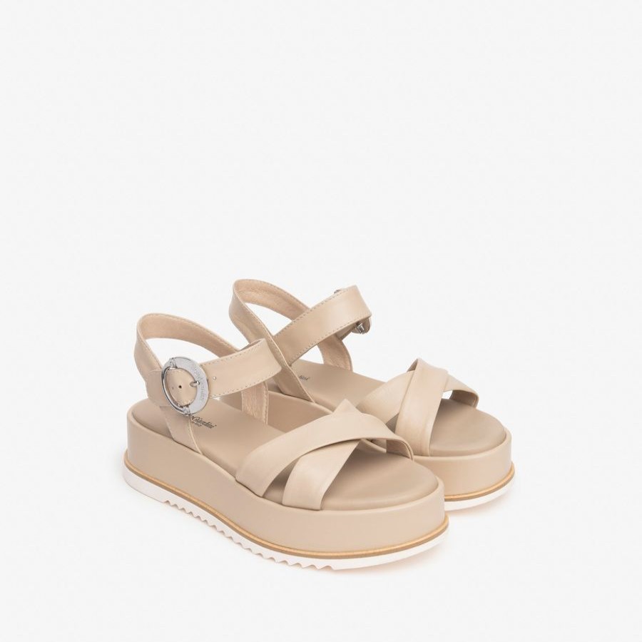 Sandals | NeroGiardini Nerogiardini Beige Flatform Sandal