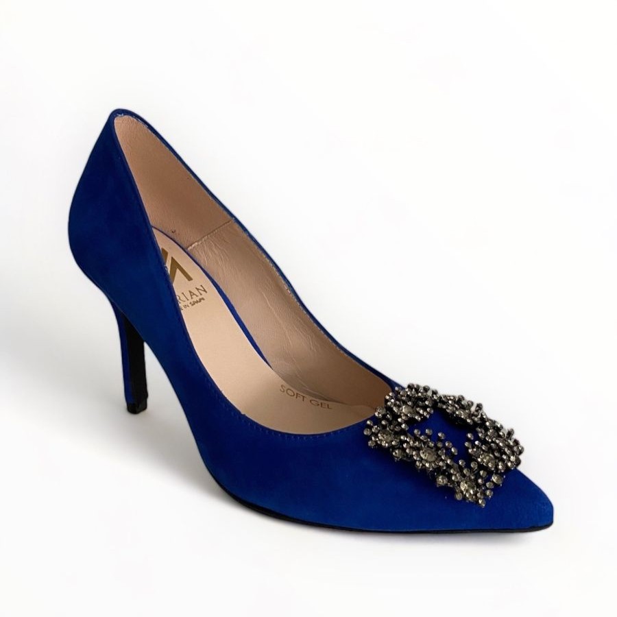 High Heels | Marian Marian Blue Suede Court Shoe