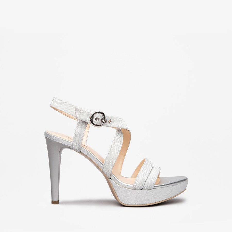 High Heels | NeroGiardini Nerogiardini Silver Platform Sandal