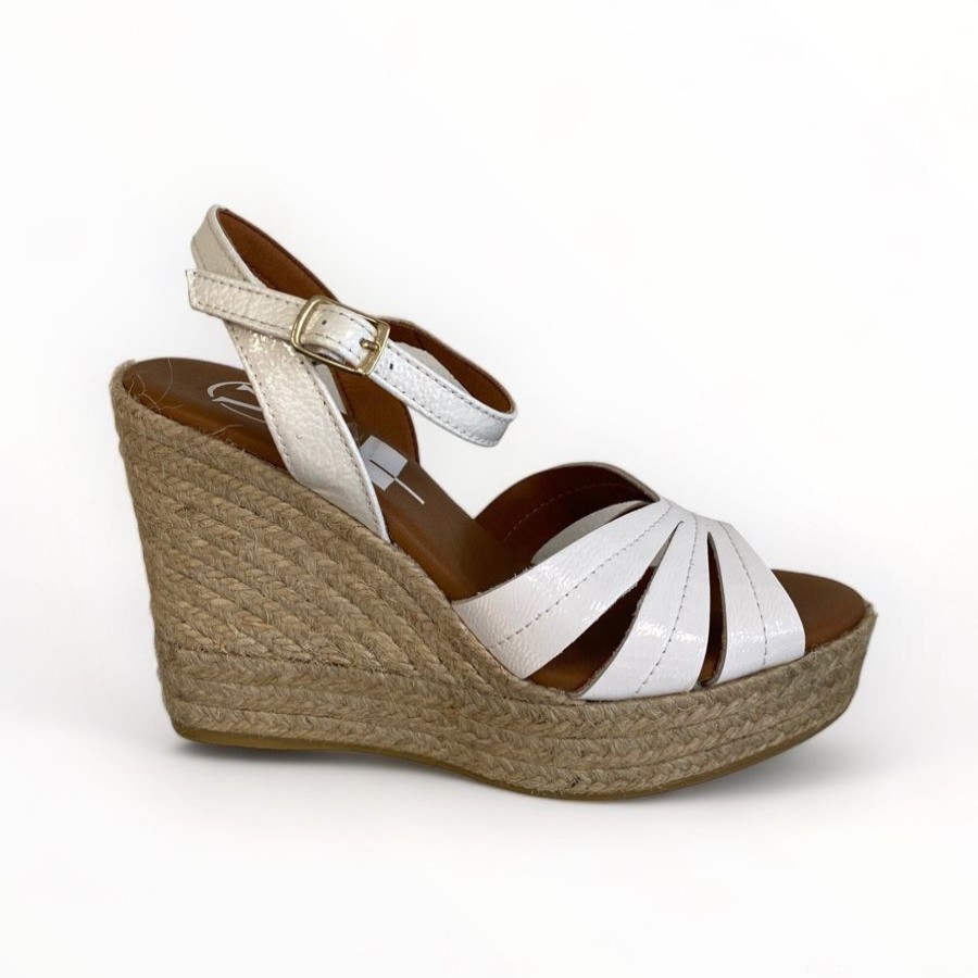 Wedges | VIGUERA Viguera White Patent Wedge Sandal