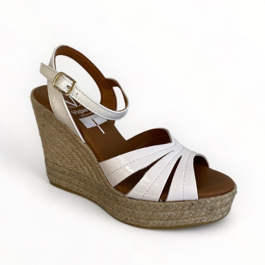 Wedges | VIGUERA Viguera White Patent Wedge Sandal