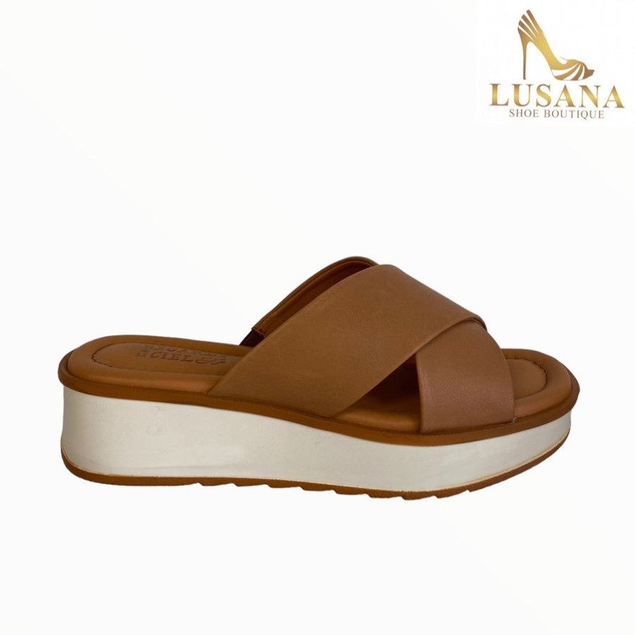 Wedges | Regarde Le Ciel Regarde Le Ciel Kiara Slider Tan Wedge Slider.