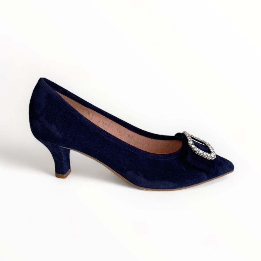 Kitten Heels | Le Babe Le Babe Navy Suede Shoe