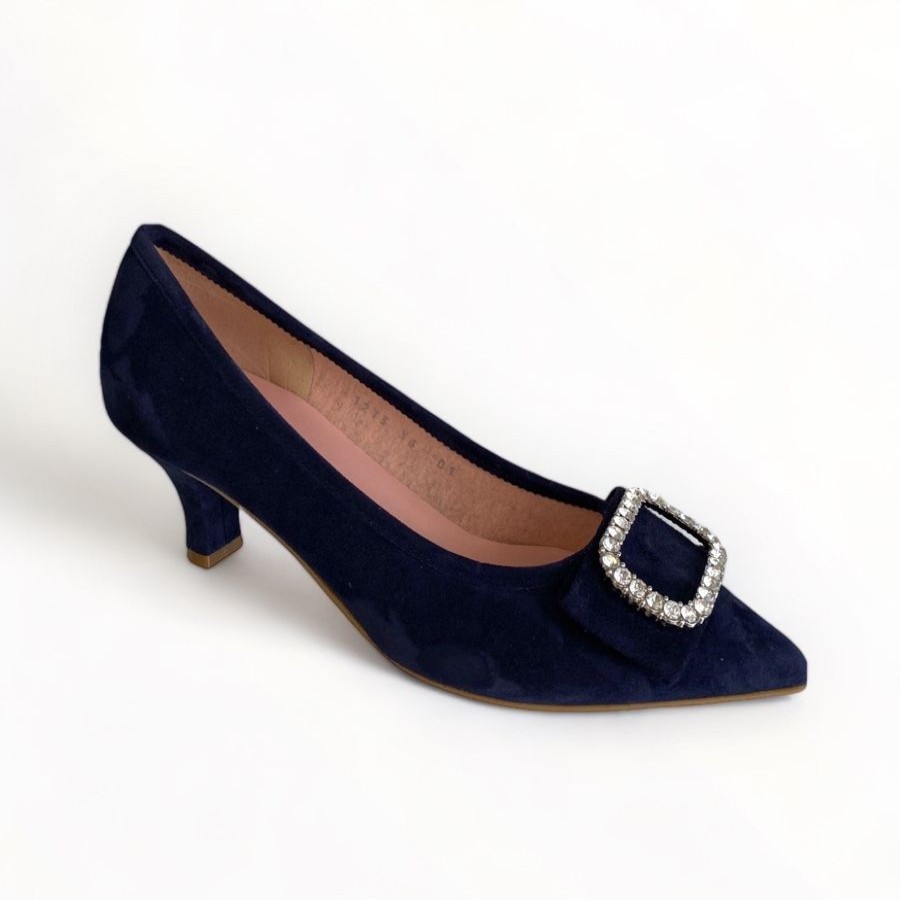 Kitten Heels | Le Babe Le Babe Navy Suede Shoe