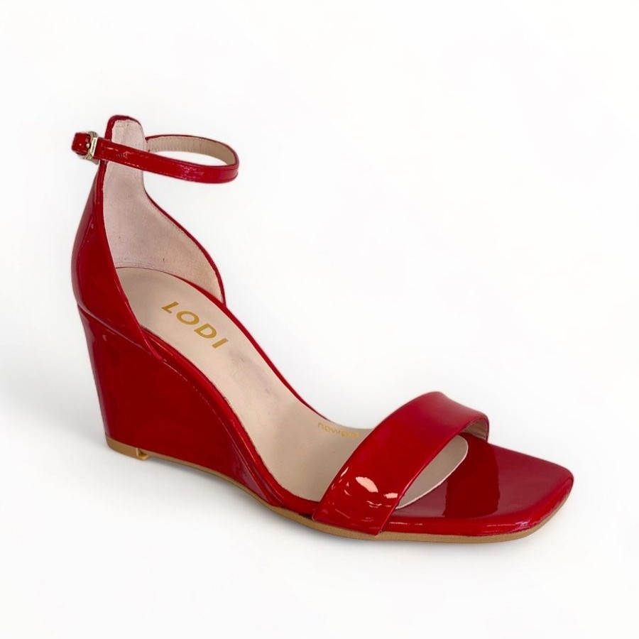 Wedges | LODI Lodi Lismer Red Wedge Sandal Red Patent Leather