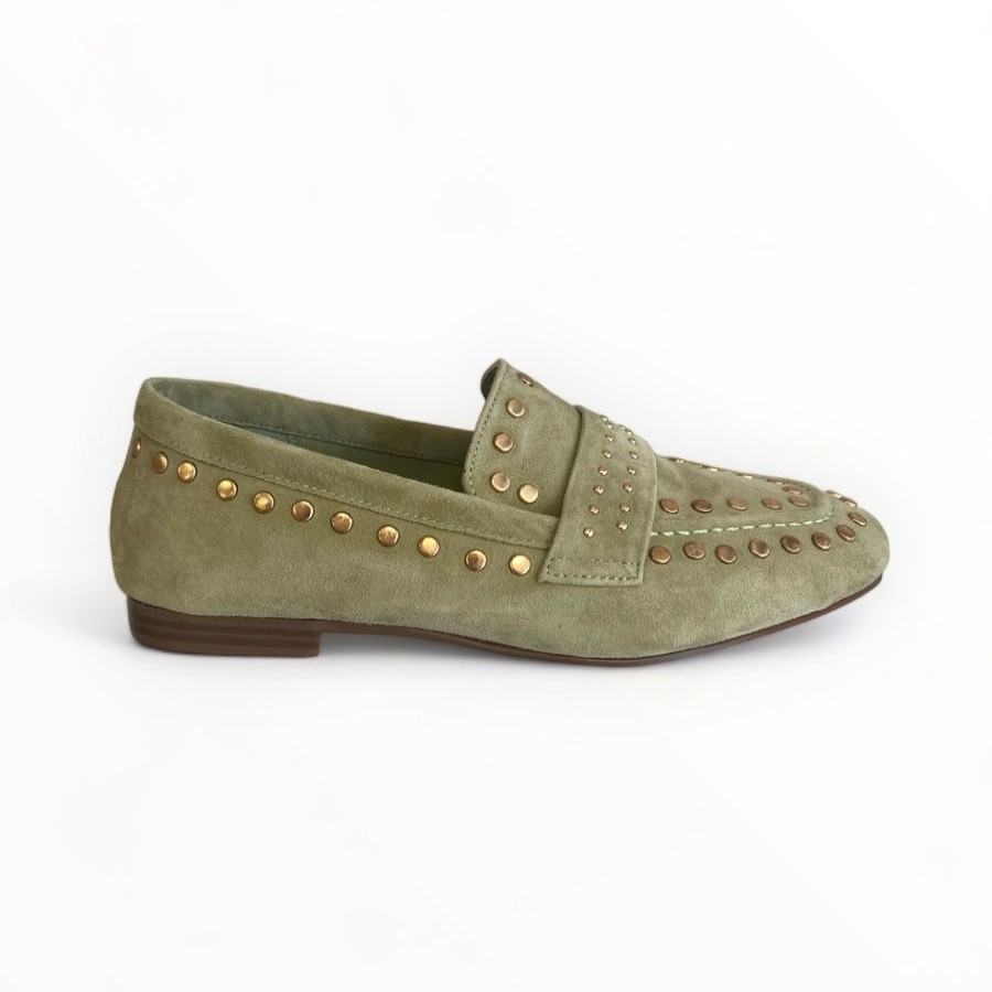 Flats | LODI Lodi Olive Green Suede Loafer