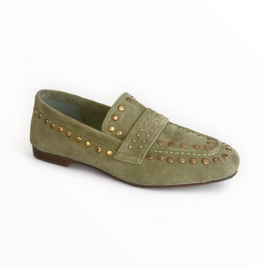 Flats | LODI Lodi Olive Green Suede Loafer