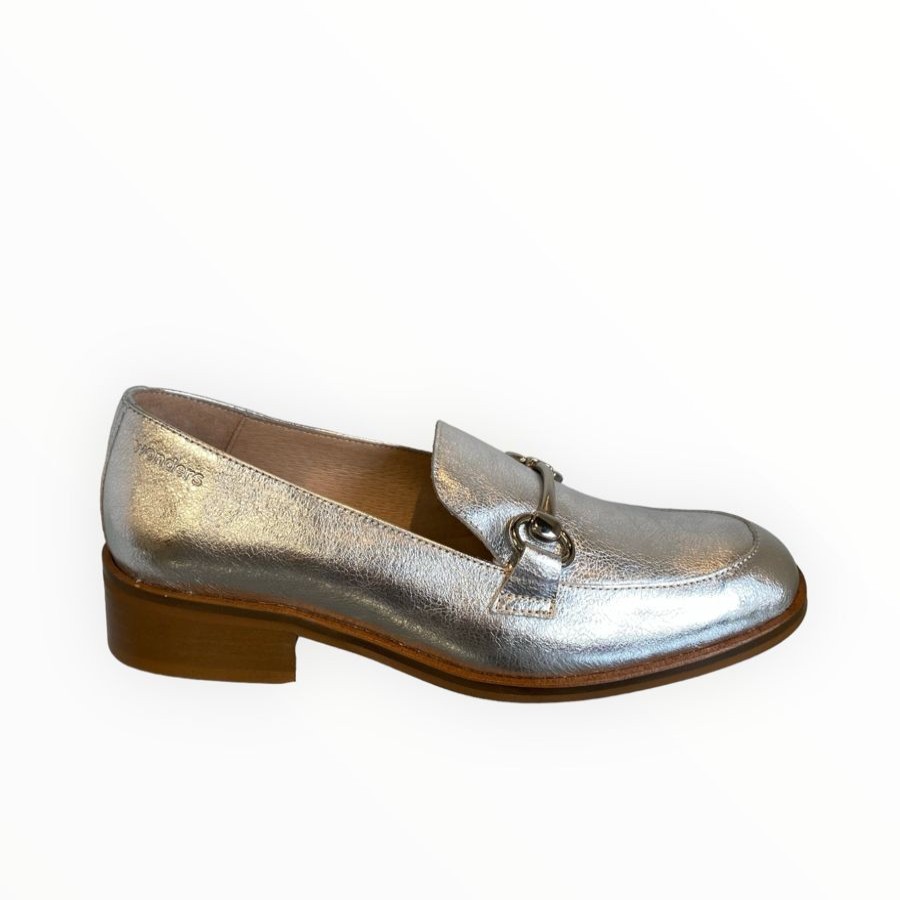 Flats | Wonders Wonders Leather Loafer Silver