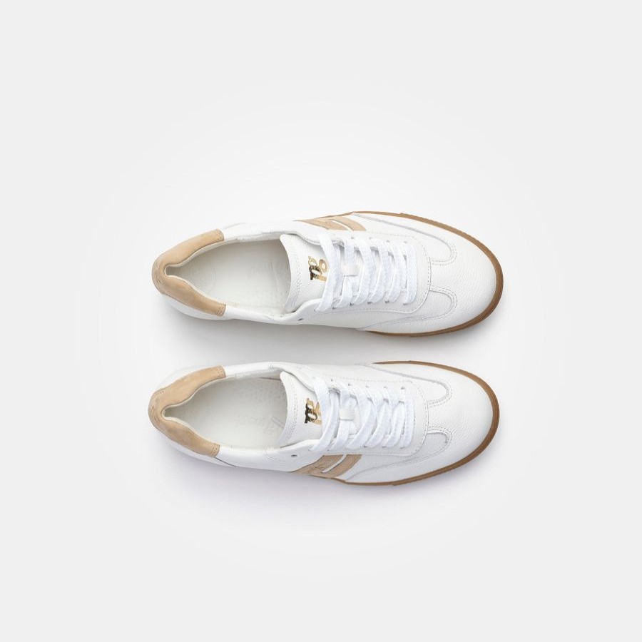 Trainers | Paul Green Paul Green White & Nude Retro Trainer White/Sabbia