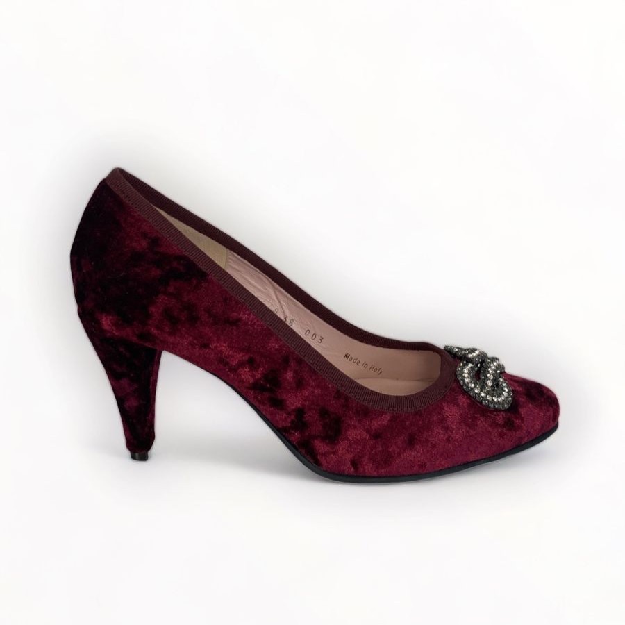 High Heels | Le Babe Le Babe Burgundy Velvet Shoe