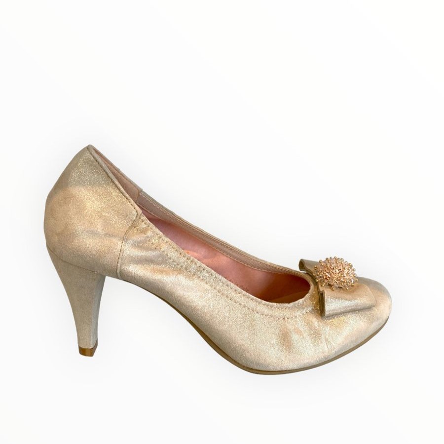 High Heels | Le Babe Le Babe Luce Gold Court Shoe (Style 4001)