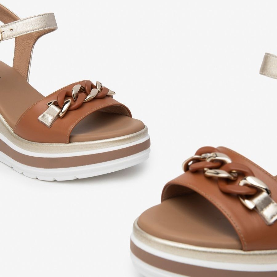 Sandals | NeroGiardini Nerogiardini Tan Wedge Sandal