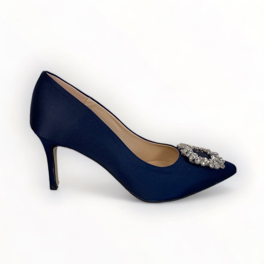 High Heels | Marian Marian Navy Silk Shoe