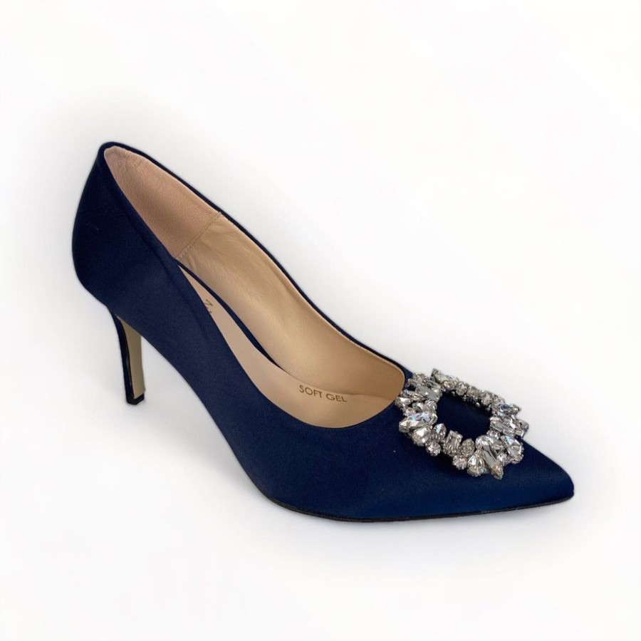 High Heels | Marian Marian Navy Silk Shoe