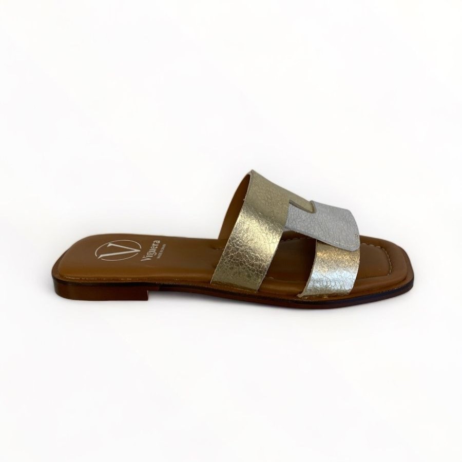 Sandals | Viguera Viguera Metal Platino & Plata Slider