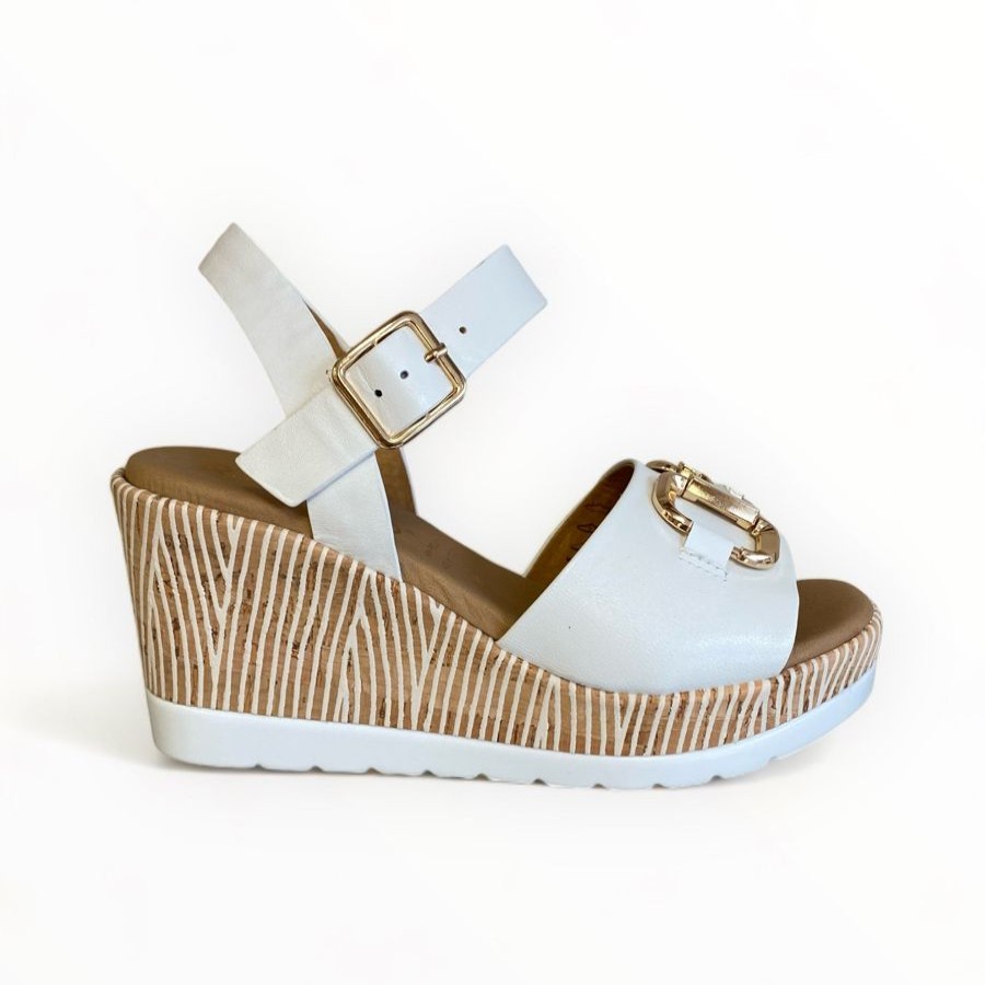 Sandals | REPO Repo White Leather Wedge Sandal