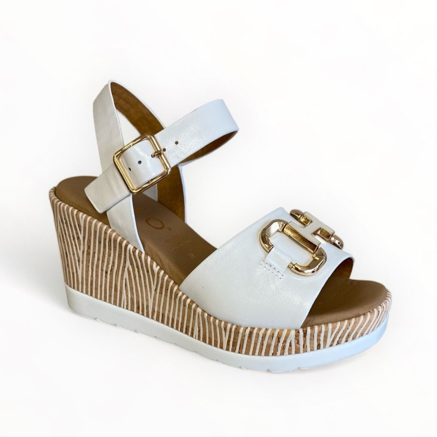 Sandals | REPO Repo White Leather Wedge Sandal