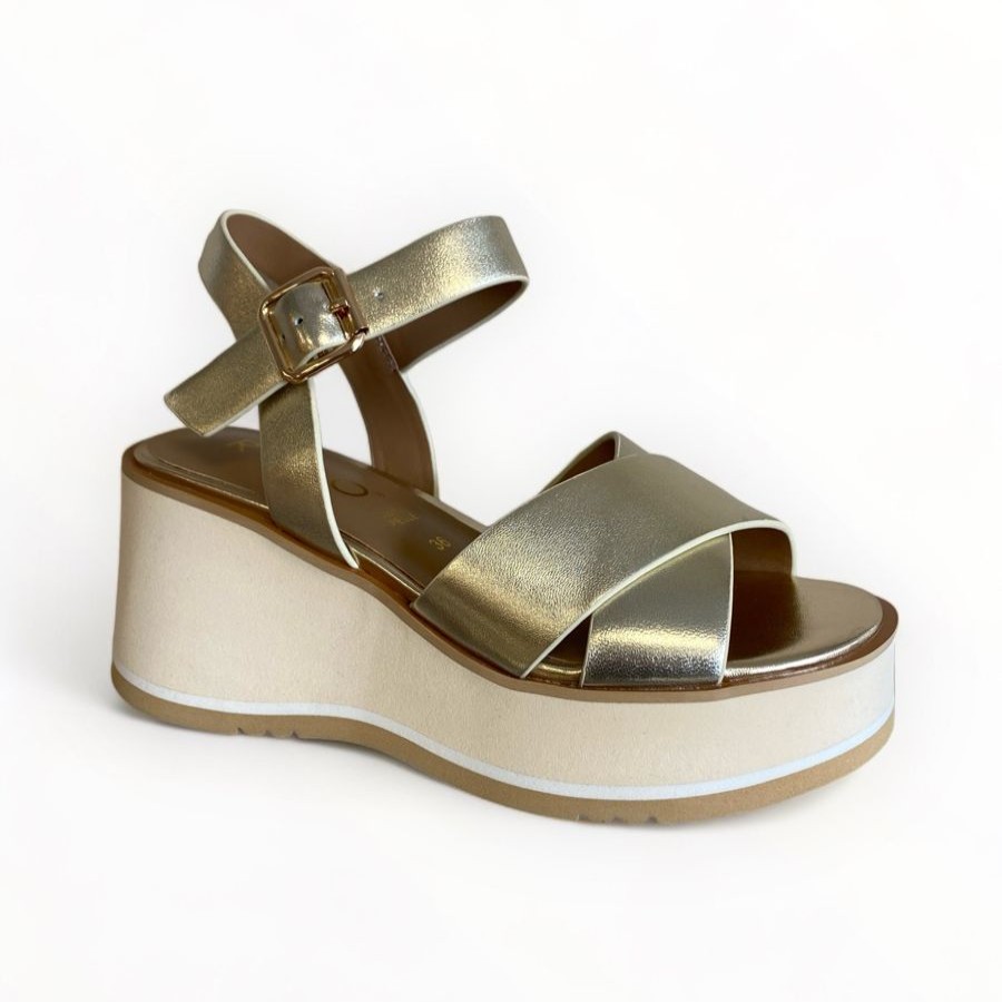 Wedges | REPO Repo Gold Wedge Platform Sandal