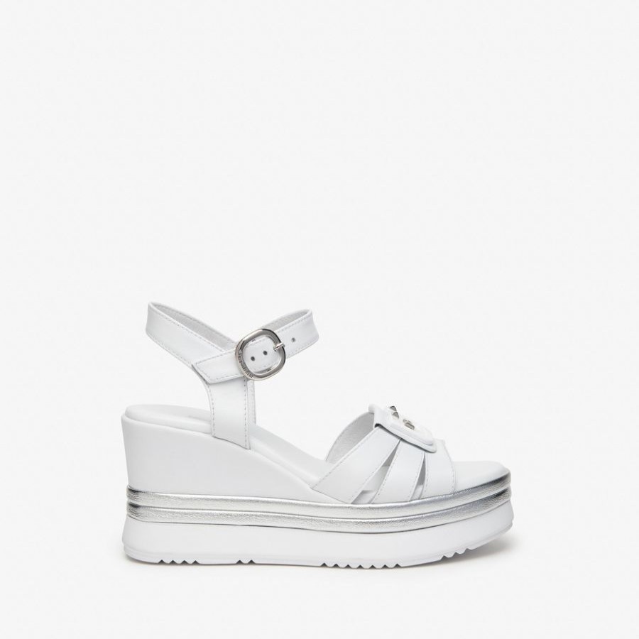 Sandals | NeroGiardini Nerogiardini White Wedge Sandal