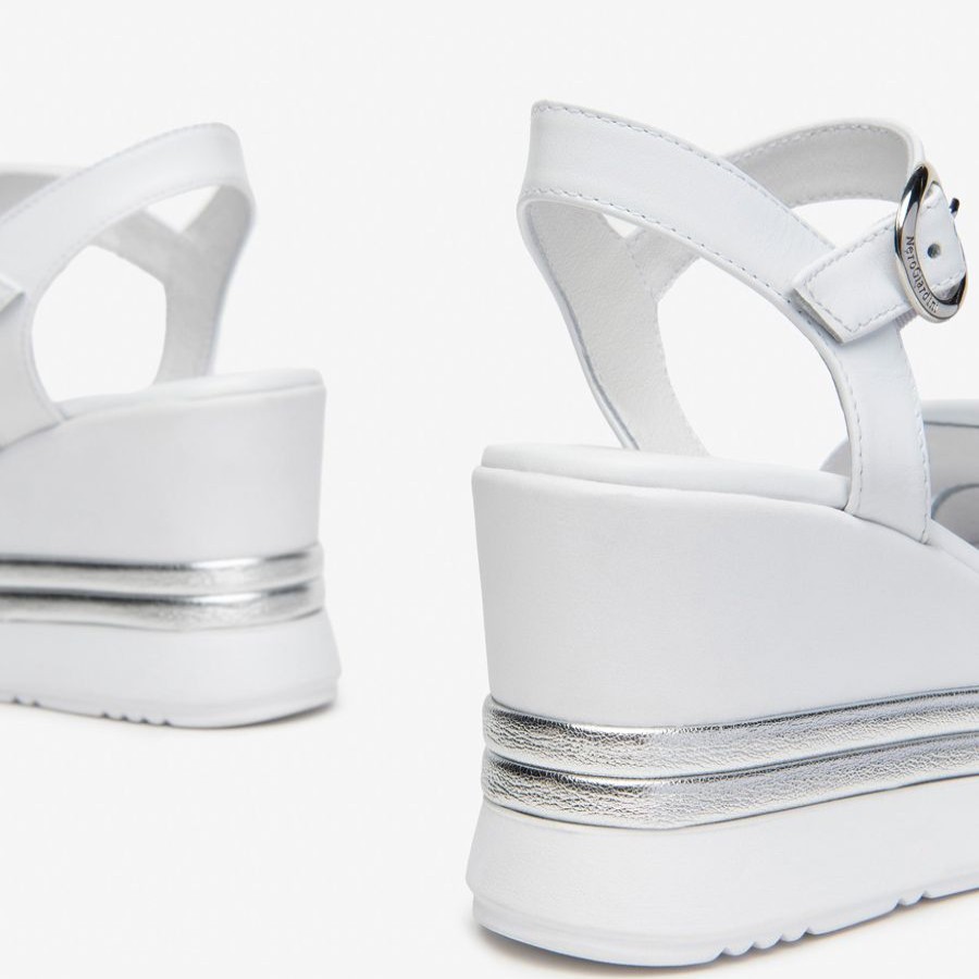 Sandals | NeroGiardini Nerogiardini White Wedge Sandal