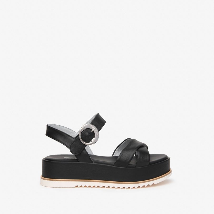 Flats | NeroGiardini Nerogiardini Black Flatform Sandal