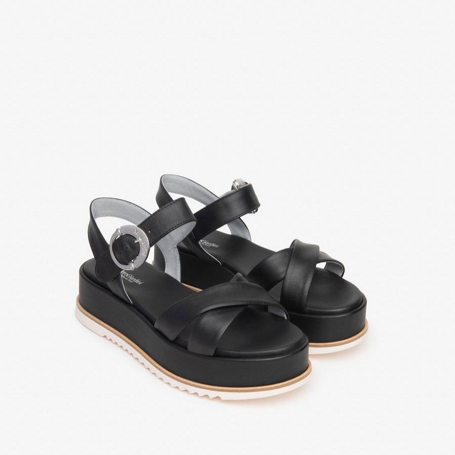 Flats | NeroGiardini Nerogiardini Black Flatform Sandal