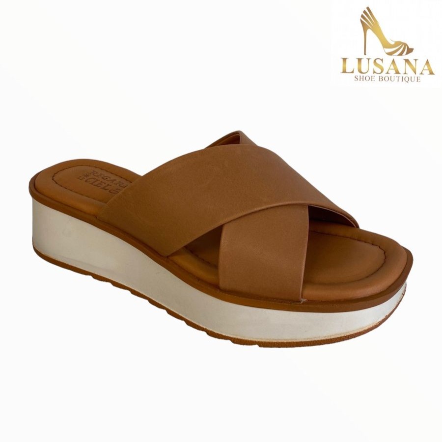 Sandals | Regarde Le Ciel Regarde Le Ciel Kiara Slider Tan Wedge Slider.