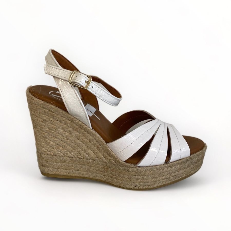 Sandals | VIGUERA Viguera White Patent Wedge Sandal