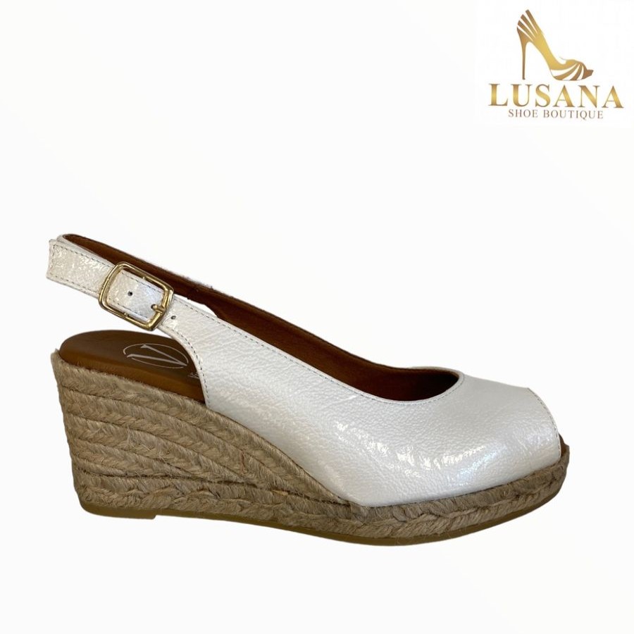 Wedges | VIGUERA Viguera White Peep Toe Espadrille