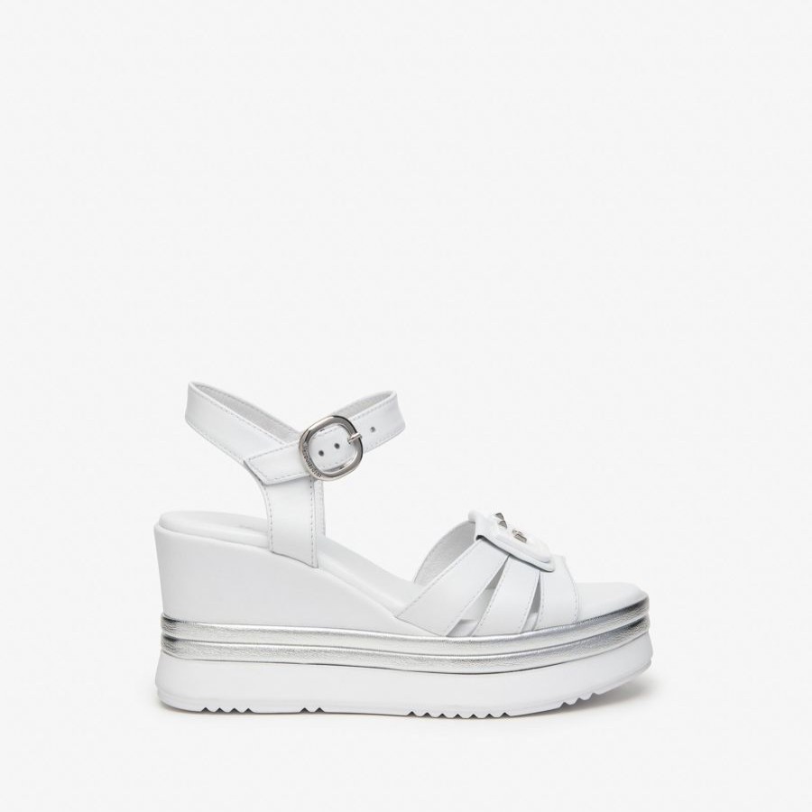 Wedges | NeroGiardini Nerogiardini White Wedge Sandal