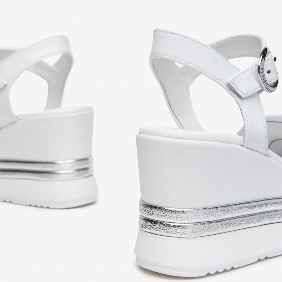 Wedges | NeroGiardini Nerogiardini White Wedge Sandal