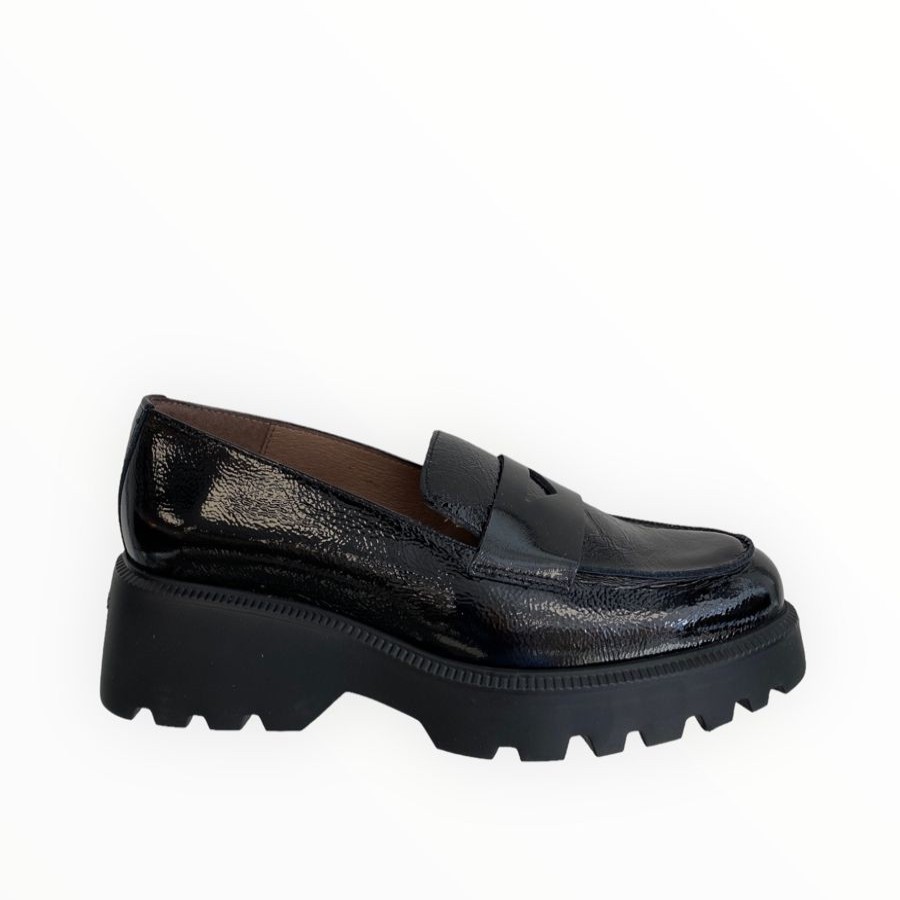 Wedges | Wonders Wonders Devina Patent Chunky Loafer Black