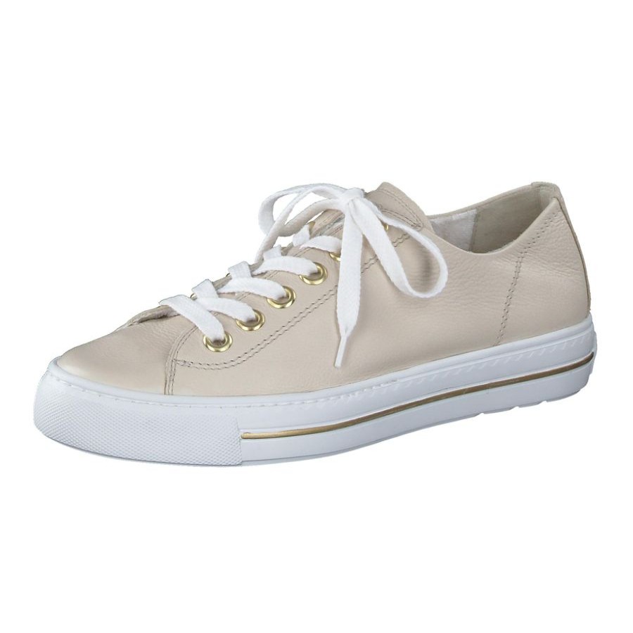 Trainers | Paul Green Paul Green Cream & Gold Leather Trainer Biscuit/Oro