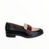 Flats | Wonders Wonders Robin Black & Cream Loafer Black And Cream With A Wine Trim.