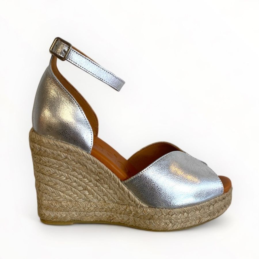 Sandals | Wonders Wonders Silver Espadrille Sandal