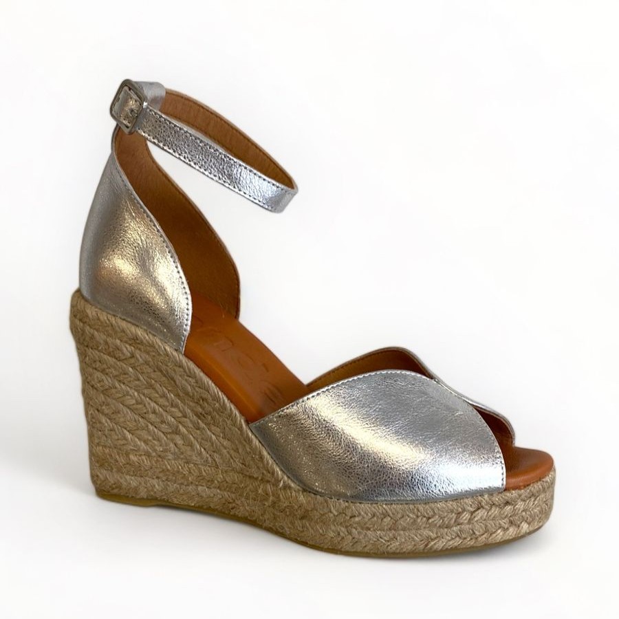 Sandals | Wonders Wonders Silver Espadrille Sandal