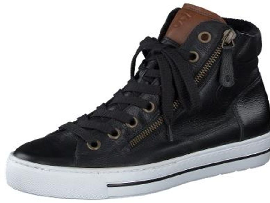 Trainers | Paul Green Paul Green Black & Cognac Hi Top Trainer